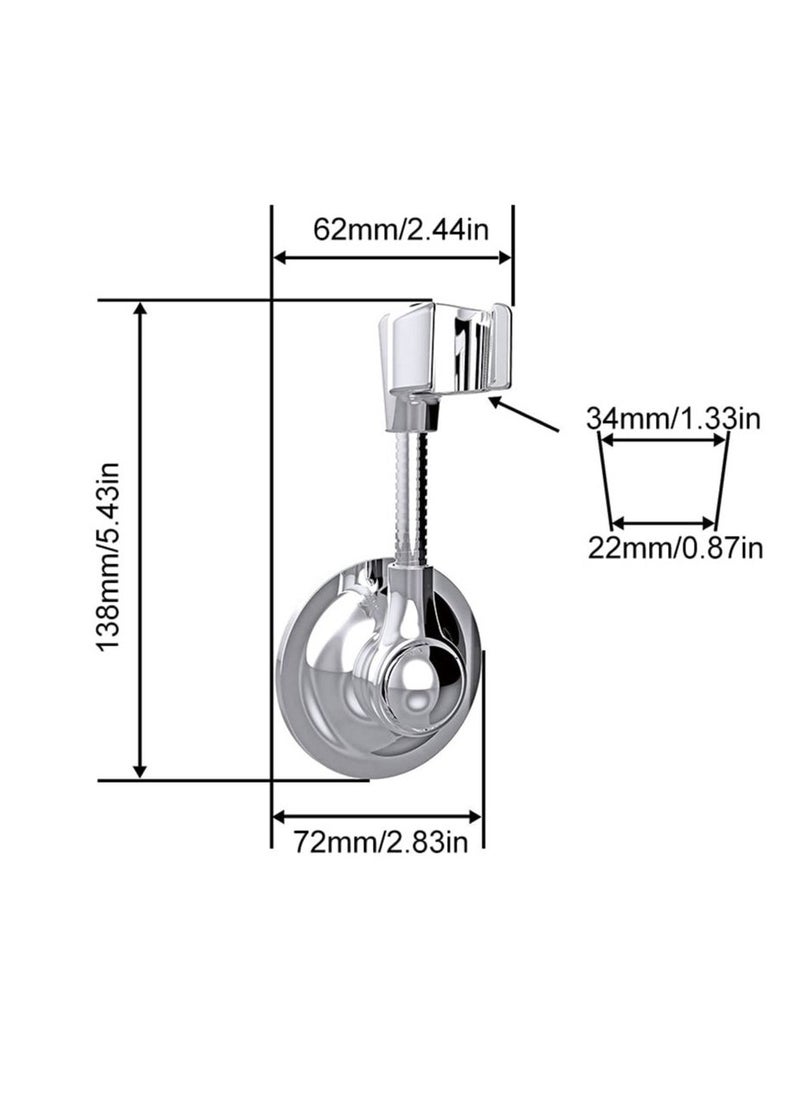 Suction Cup Shower Head Holder  Bracket Adjustable Height, Multi-Directional Removable Wall Mounted Suction Bracket