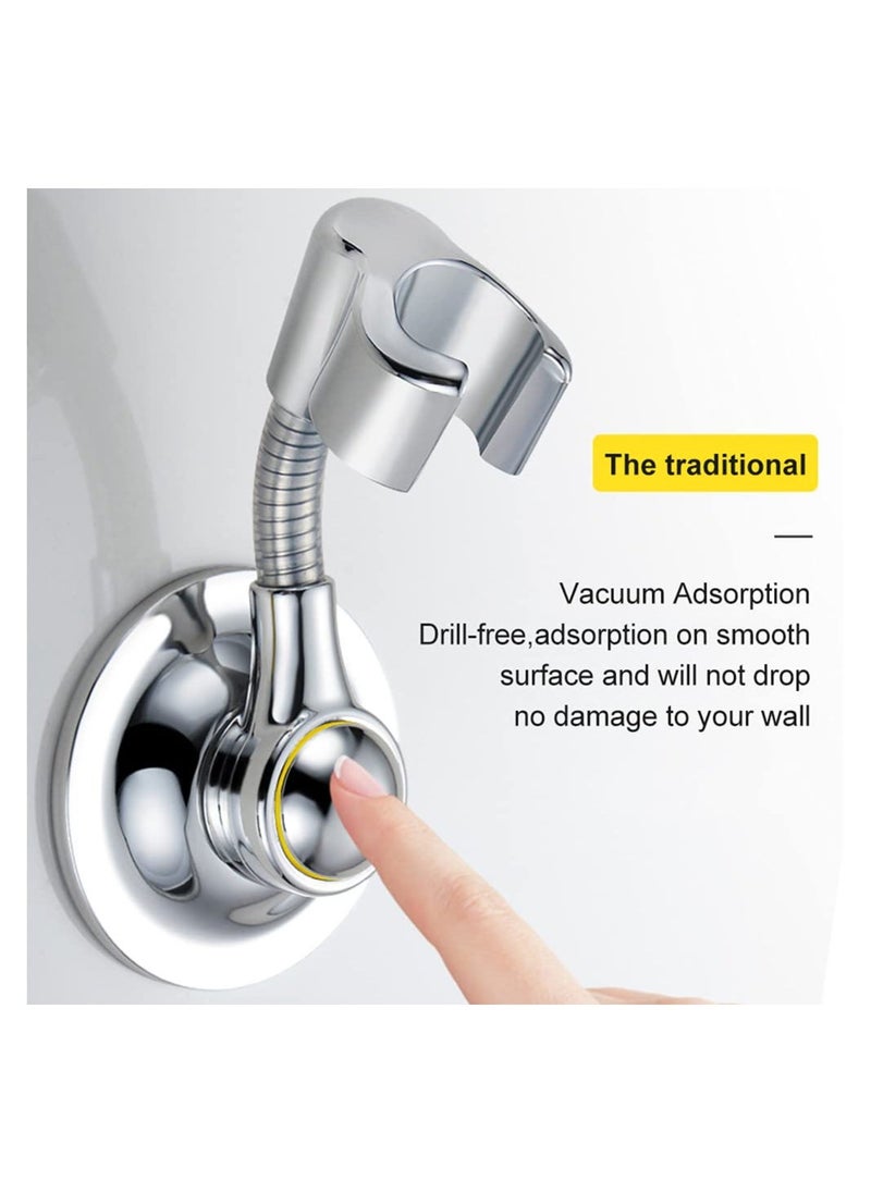 Suction Cup Shower Head Holder  Bracket Adjustable Height, Multi-Directional Removable Wall Mounted Suction Bracket