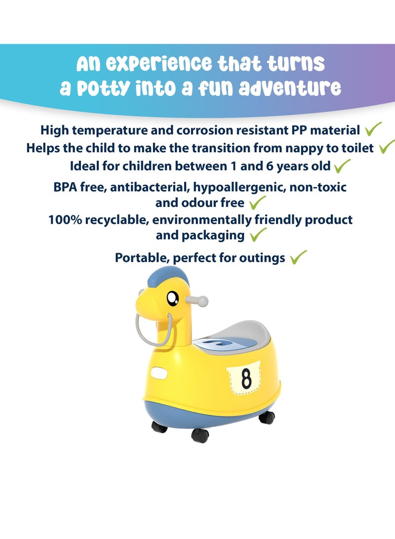 Travel Potty Training Toilet Chairs, Portable WC Trainer, Baby Potty Training Toilet, for Boys Girls with Splash Guard Easy to Clean, Double USE: Potty and Ride-on (Yellow)