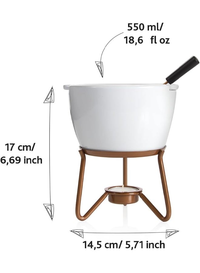 Boska Choco Marie Fondue - Fondue Pot Set Microwave and Dishwasher Safe Ceramic Hot Pot Chocolate Fountain Snack