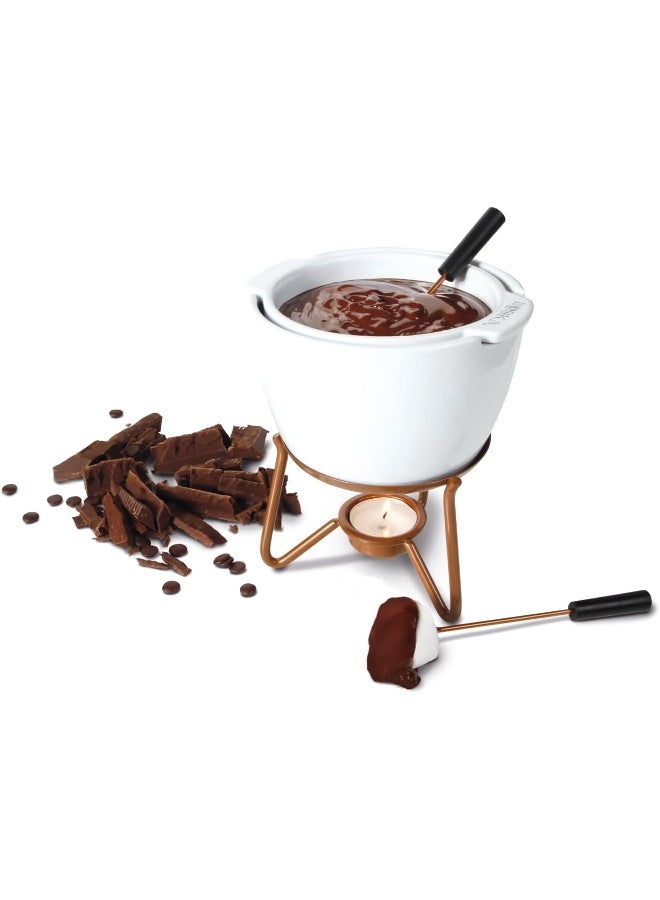 Boska Choco Marie Fondue - Fondue Pot Set Microwave and Dishwasher Safe Ceramic Hot Pot Chocolate Fountain Snack