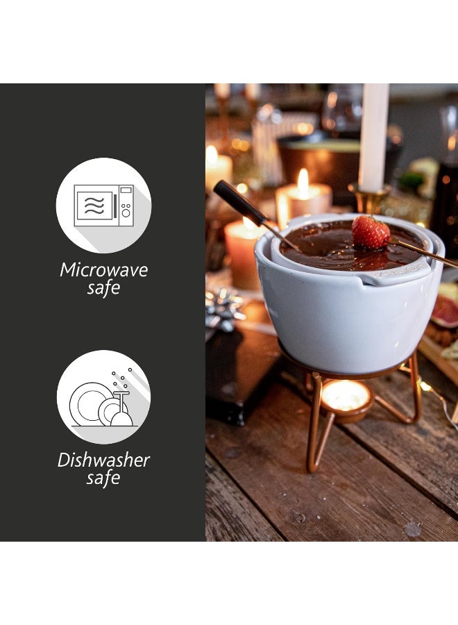 Boska Choco Marie Fondue - Fondue Pot Set Microwave and Dishwasher Safe Ceramic Hot Pot Chocolate Fountain Snack