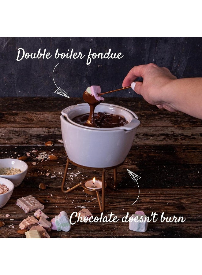 Boska Choco Marie Fondue - Fondue Pot Set Microwave and Dishwasher Safe Ceramic Hot Pot Chocolate Fountain Snack