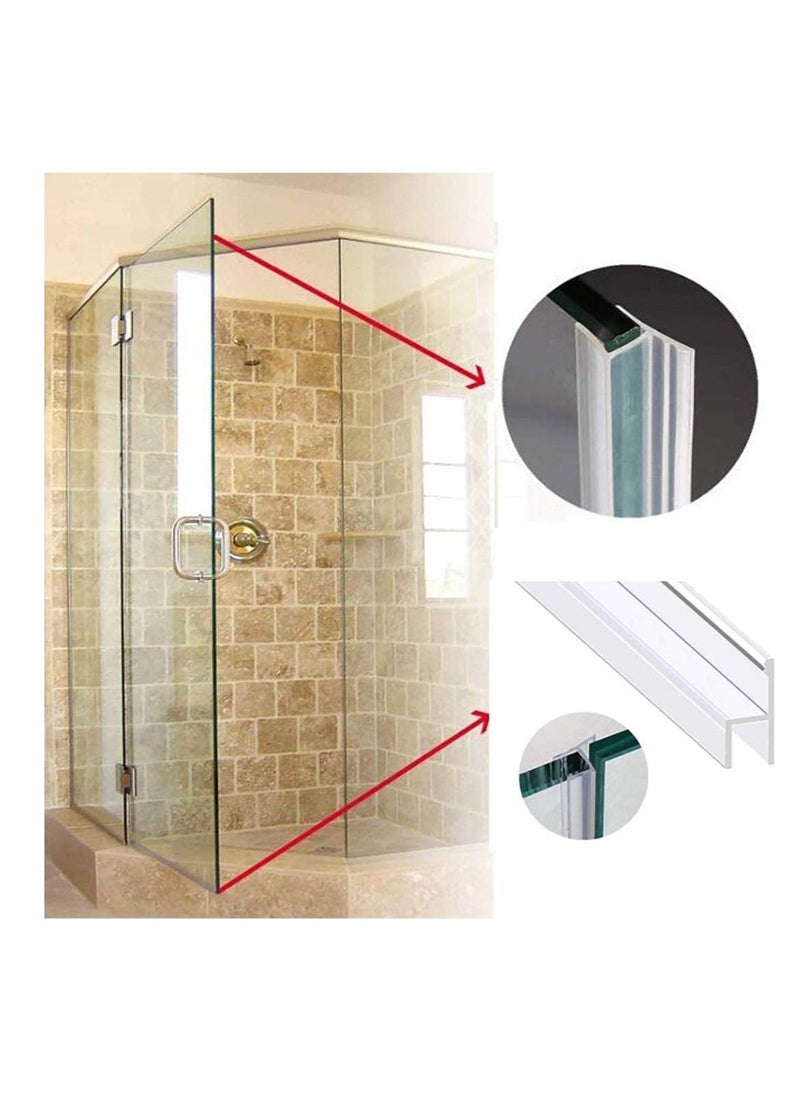 Glass Door Seal Strip, Frameless Glass Shower Door Sweep, Door Bottom Side/Corner Side Seal Strip Seal Rubber, Stop Shower Leaks and Create a Water Barrier, 10mm Thickness, 5M Length h Type