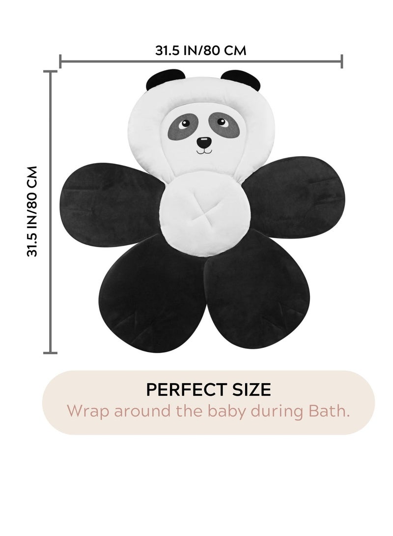 Baby Bath Pad for Sink, Soft Panda Cushion Mat Bath Seat for Sink Bathtub, Essentials Shower Gift for Infant Newborn, Black