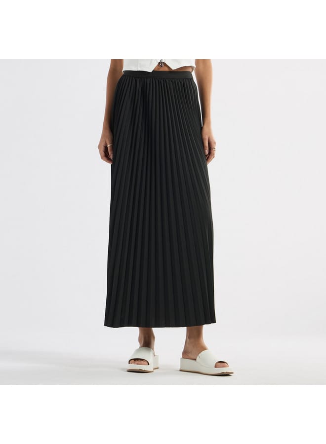 Pleated A-line Skirt with Elasticated Waistband