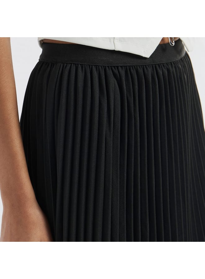 Pleated A-line Skirt with Elasticated Waistband