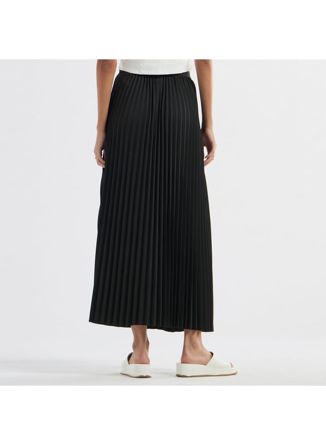 Pleated A-line Skirt with Elasticated Waistband