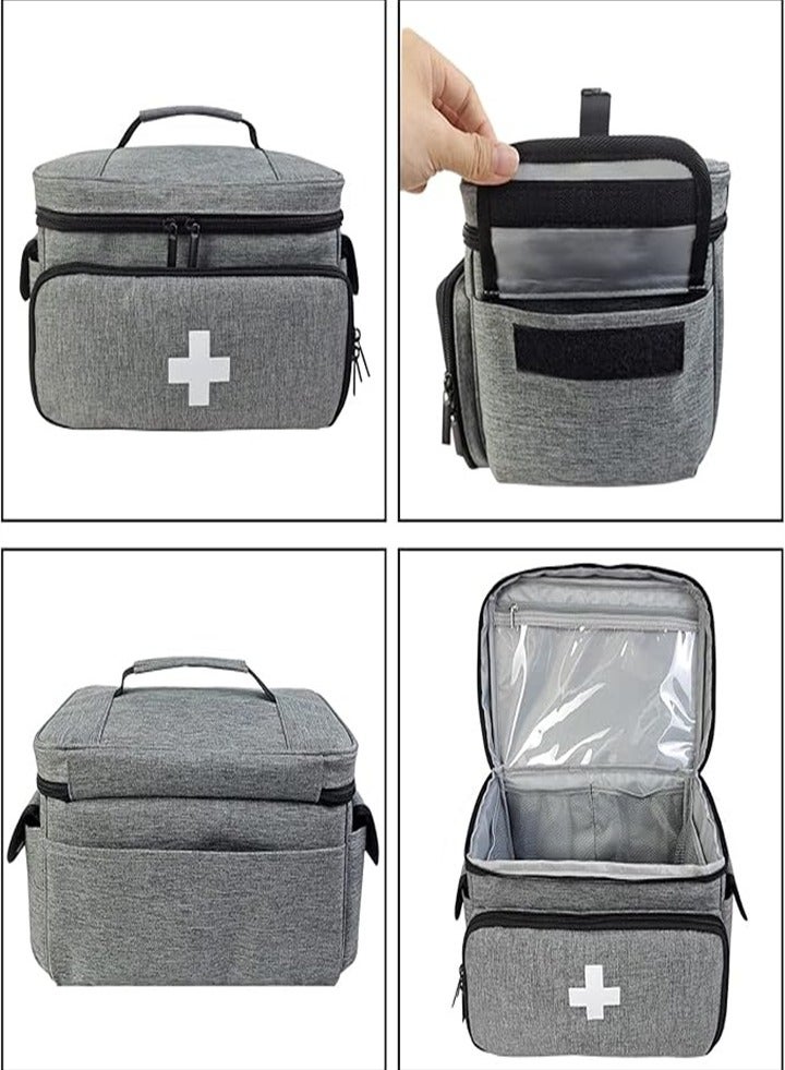 Large capacity medicine box, layered home first aid kit, portable fabric storage bag, waterproof large size, home travel medicine bag