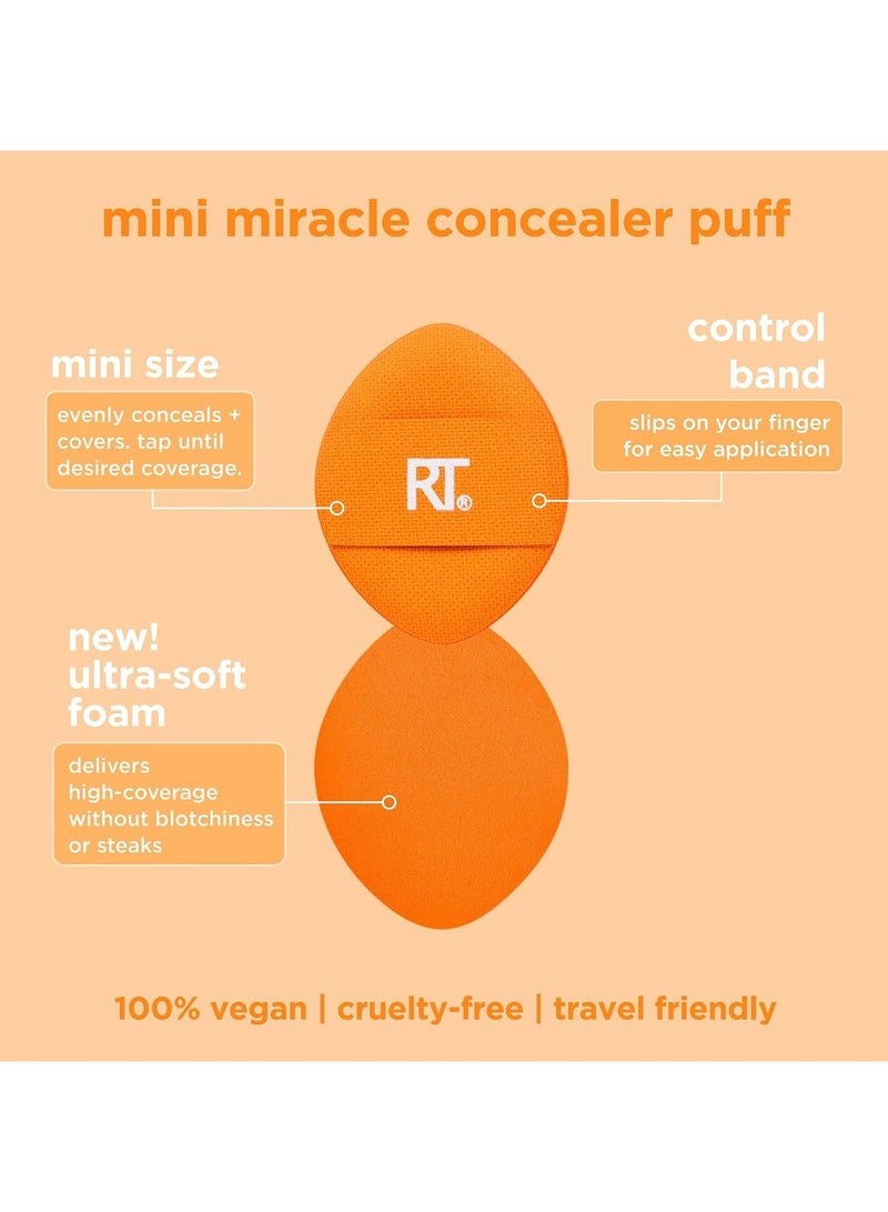 Real Techniques Mini Miracle Concealer Puffs Small Makeup Puff For Liquid & Cream Foundation & Concealer, Targeted Concealing Under Eyes & Blemishes, Travel Friendly, Vegan, & Cruelty Free 6 Count