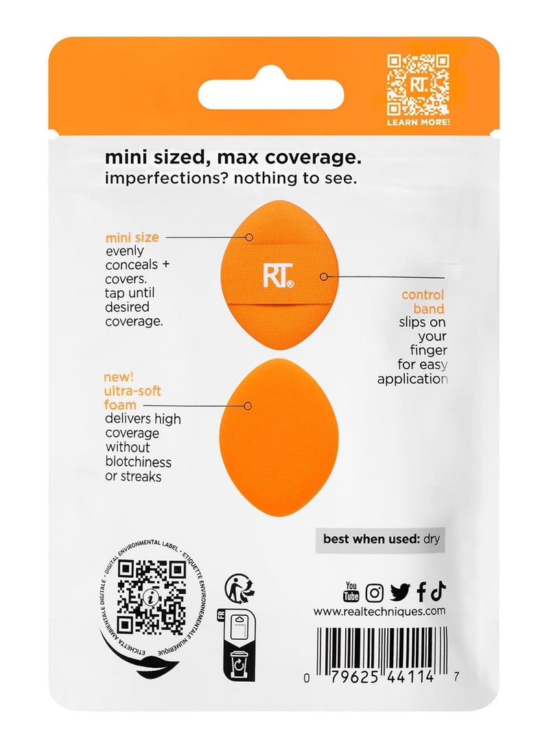 Real Techniques Mini Miracle Concealer Puffs Small Makeup Puff For Liquid & Cream Foundation & Concealer, Targeted Concealing Under Eyes & Blemishes, Travel Friendly, Vegan, & Cruelty Free 6 Count