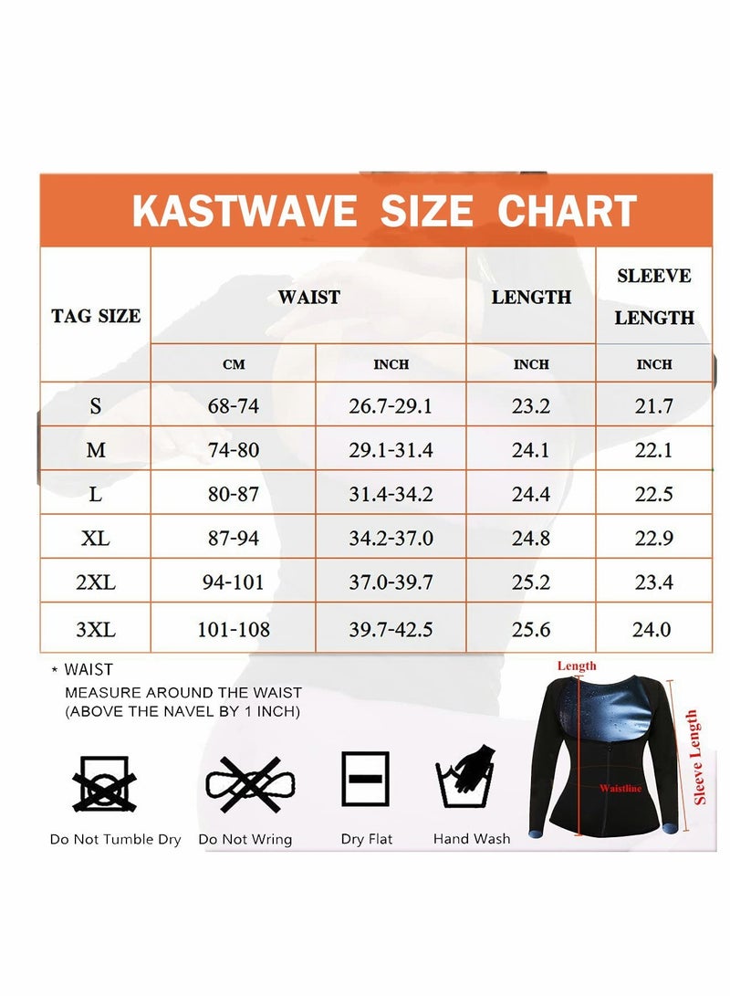 Sauna Suit for Women Sweat Body Shaper Jacket Hot Waist Trainer Long Sleeve Zipper Shirt Workout Top - L