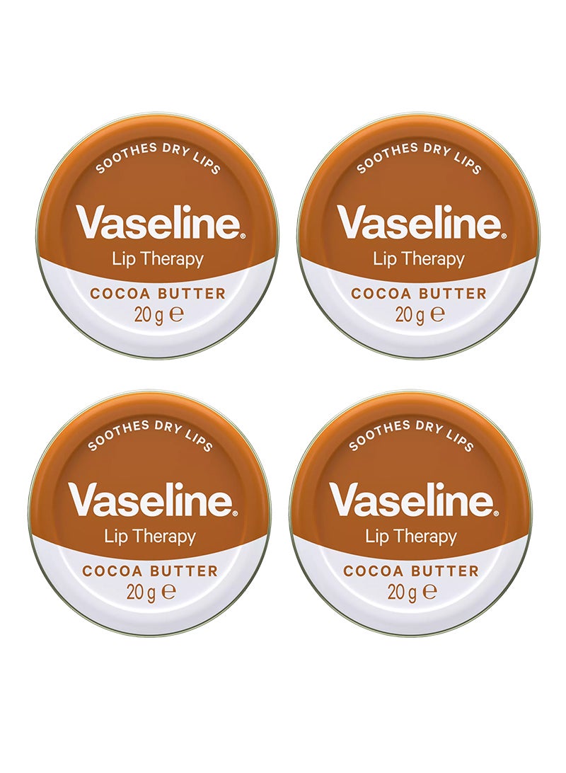 Lip Therapy Petroleum Jelly Cocoa Butter, Moisturize & Soothes Dry Lips, 20g Pack Of 4