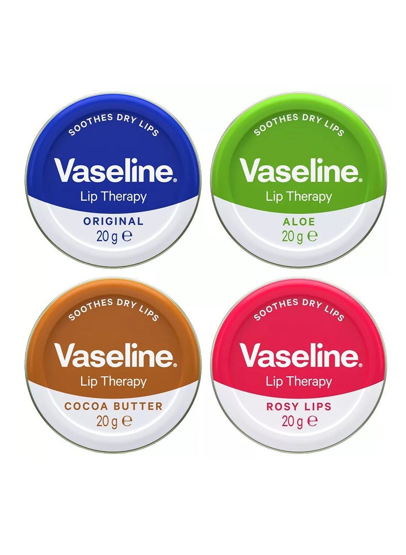 Lip Therapy Petroleum Jelly Original + Aloe + Cocoa Butter + Rosy Lips, 20g Combo Pack