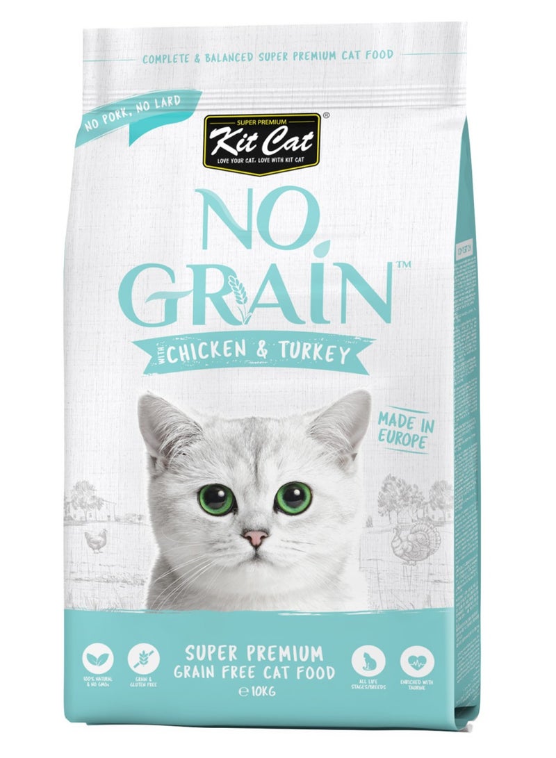 Kit Cat No Grain With Chicken And Turkey cat dry food 10kg