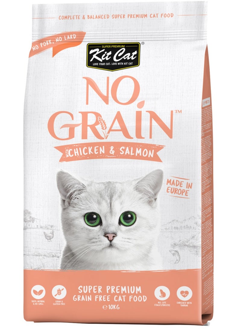 Kit Cat No Grain Chicken And Salmon cat dry food 10kg