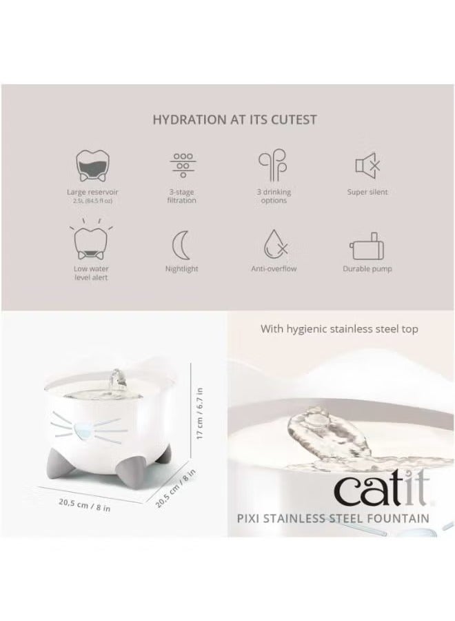 Catit PIXI Stainless Steel Fountain White 2.5L