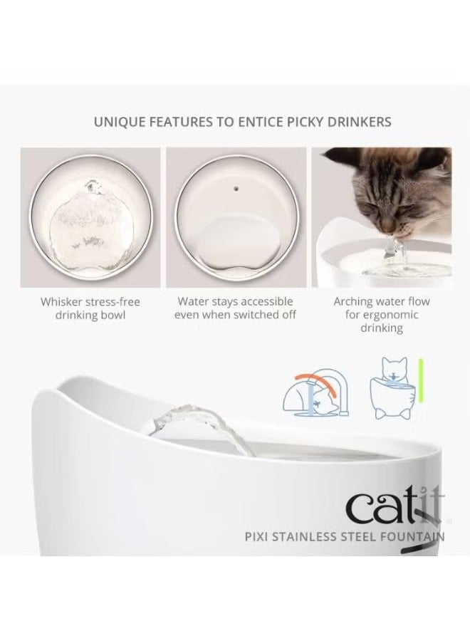 Catit PIXI Stainless Steel Fountain White 2.5L