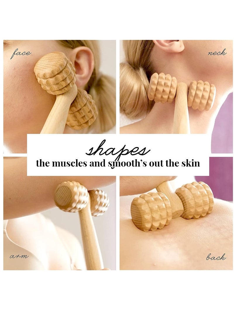 Face Massage Roller Tool Head Massager Maderotherapy Wooden