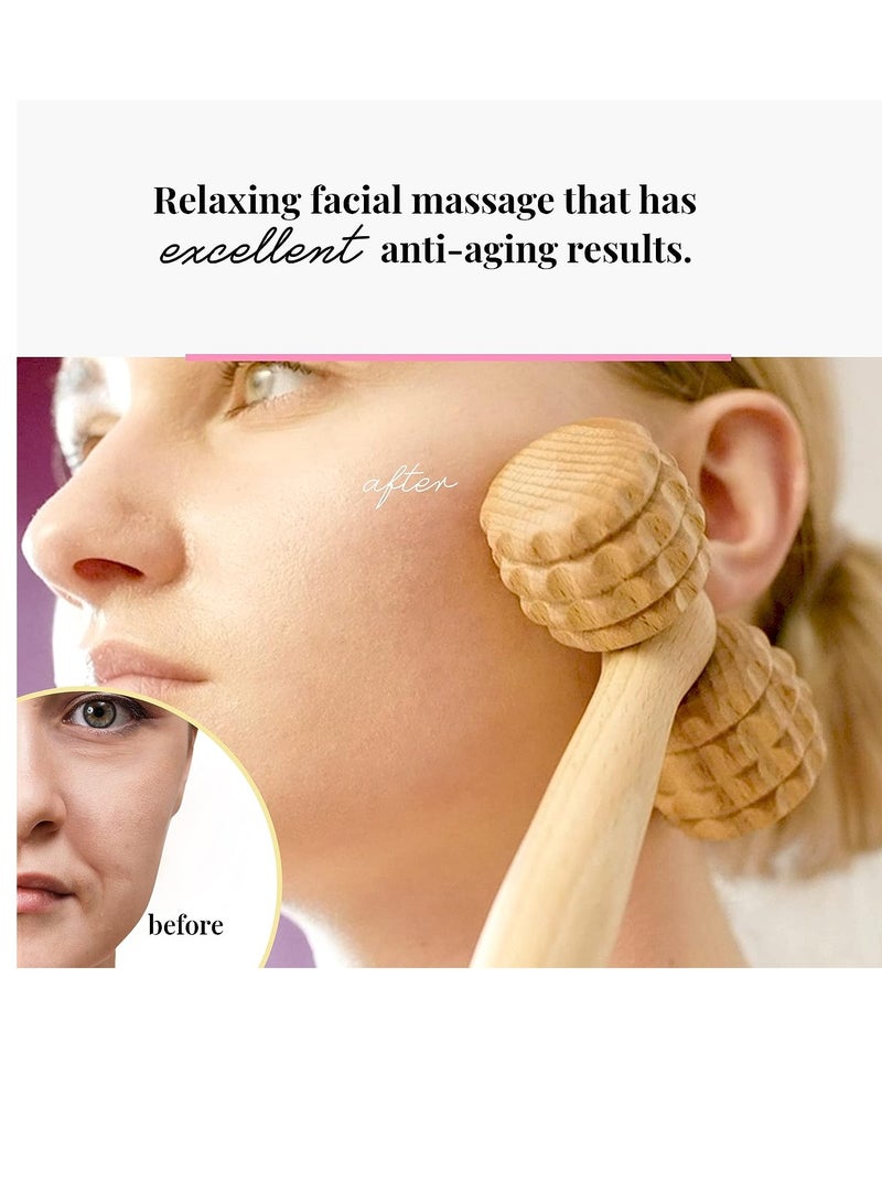 Face Massage Roller Tool Head Massager Maderotherapy Wooden