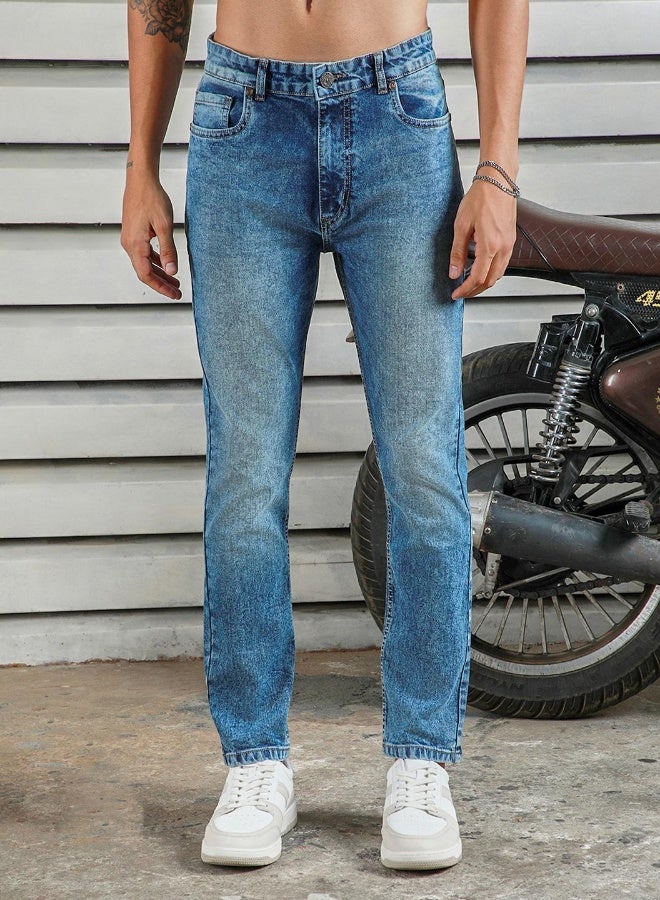 Men’s Straight Tapered Indigo Jeans – Stylish and Easy