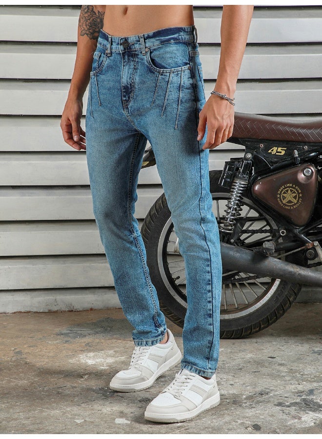 Men’s Straight Tapered Indigo Jeans – Trendy and Easy