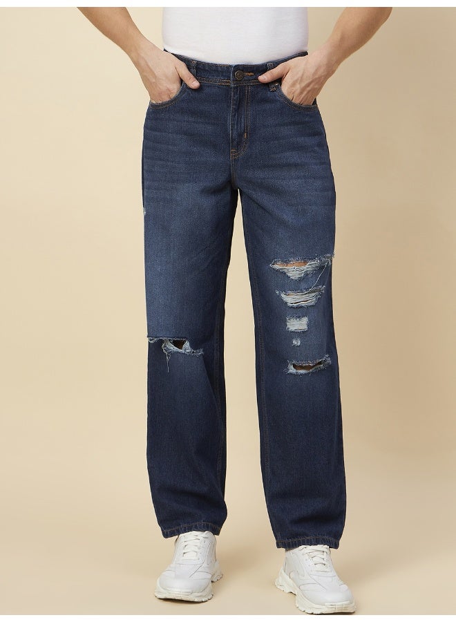 Men's Dark Blue Jeans - Classic Fit for Everyday Wear