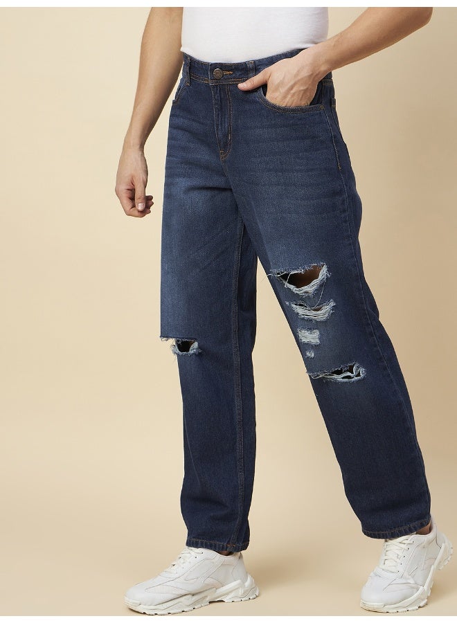 Men's Dark Blue Jeans - Classic Fit for Everyday Wear