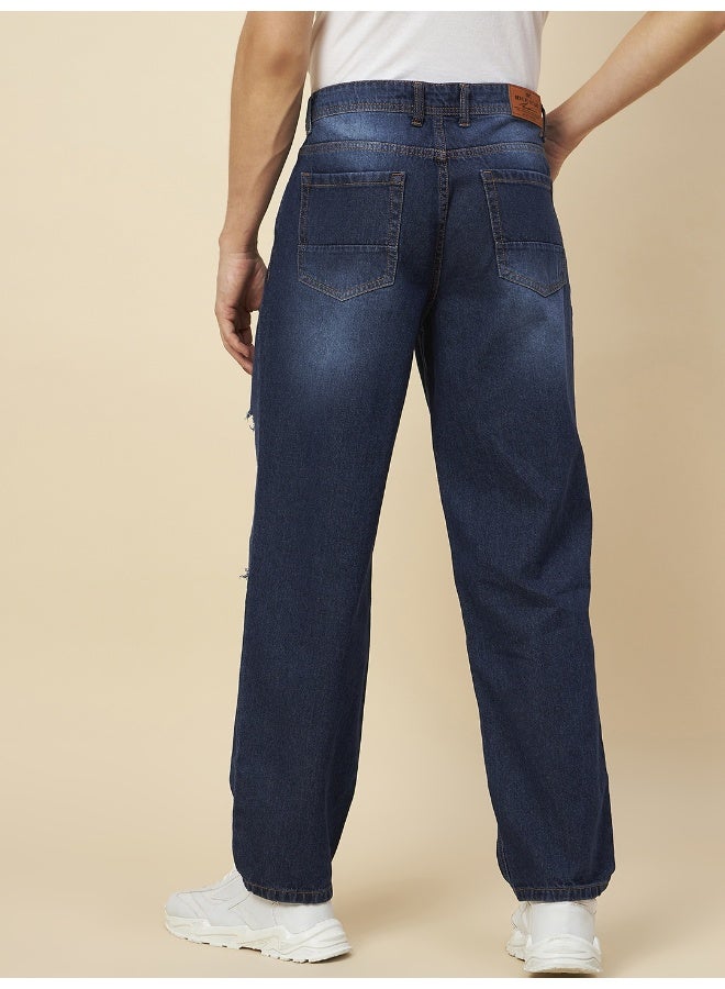 Men's Dark Blue Jeans - Classic Fit for Everyday Wear