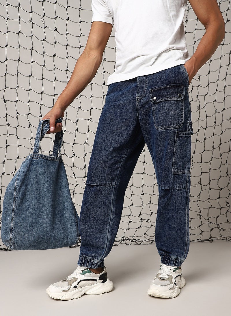 Men's Indigo Jogger Jeans - Loose Fit and Stylish Design