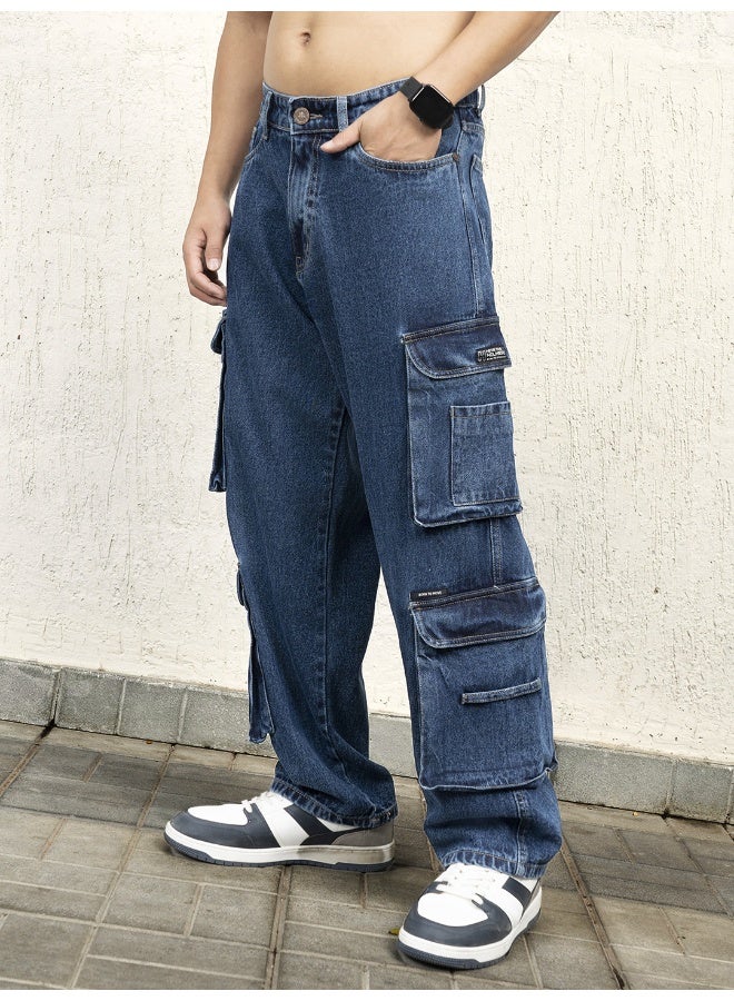 Men Indigo Jeans - Loose Fit for a Relaxed Look