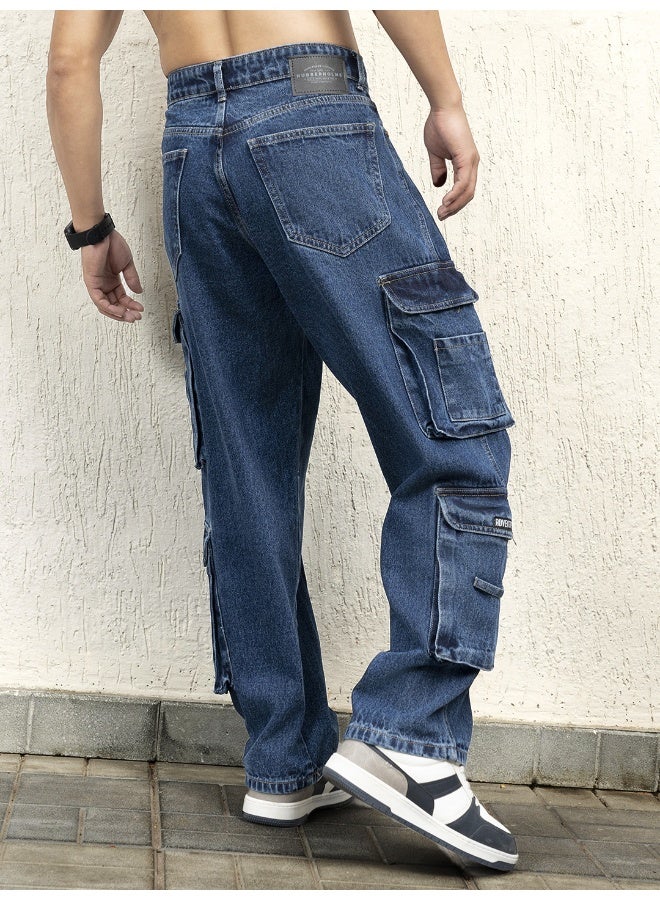 Men Indigo Jeans - Loose Fit for a Relaxed Look