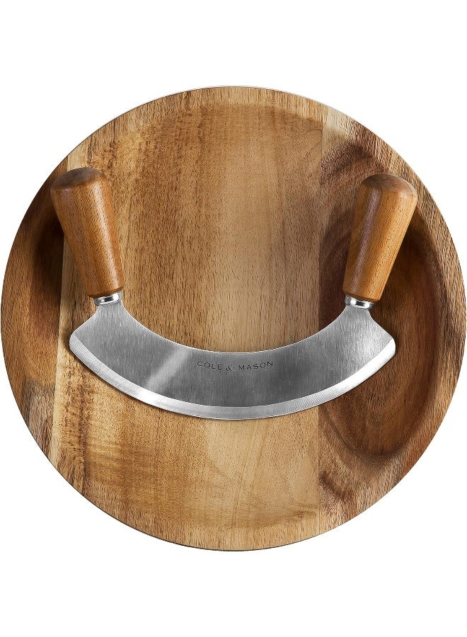 Ashden Mezzaluna and Round Chopping Board Set