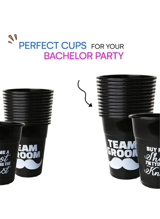Neliblu Bachelor Party Supplies - Team Groom Cups Bulk Pack of 25 Plastic Cups