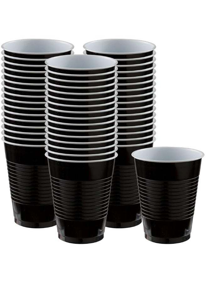 Premium Black Plastic Cups (18 oz) 50 Count - Stackable, Heavy-Duty & Eco-Friendly Party Drinkware, Vibrant Color & Ultimate Durability - Perfect For All Occasions