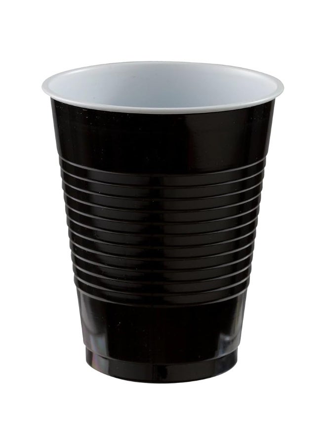 Premium Black Plastic Cups (18 oz) 50 Count - Stackable, Heavy-Duty & Eco-Friendly Party Drinkware, Vibrant Color & Ultimate Durability - Perfect For All Occasions