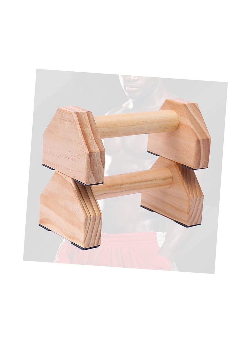 1 Pair Home Fitness Equipment Small Stand Rotating Stand Rotating Push up Parallettes Push up Stand Handstand Bar Push up Bracket Frame Handle Solid Wood To Rotate