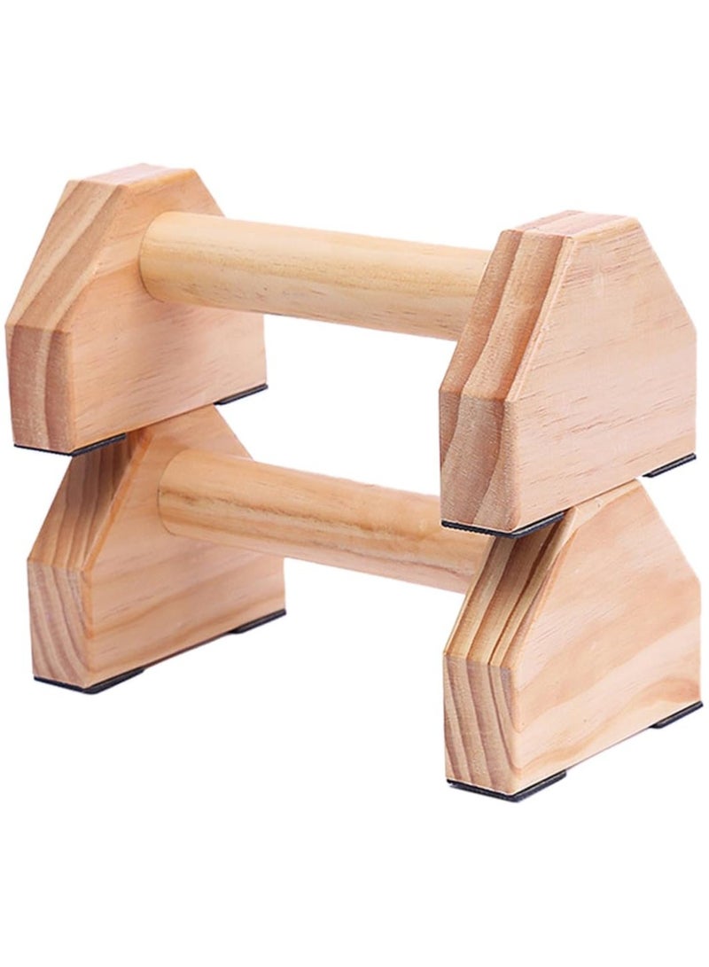 1 Pair Home Fitness Equipment Small Stand Rotating Stand Rotating Push up Parallettes Push up Stand Handstand Bar Push up Bracket Frame Handle Solid Wood To Rotate