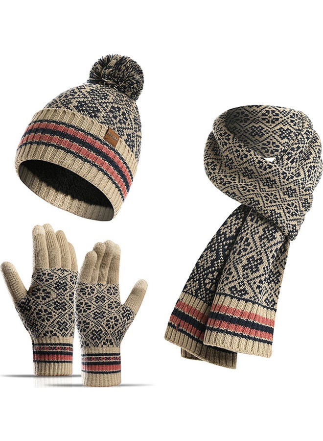 1-Pair Winter Warm Gloves with Hat and Neck Scarf