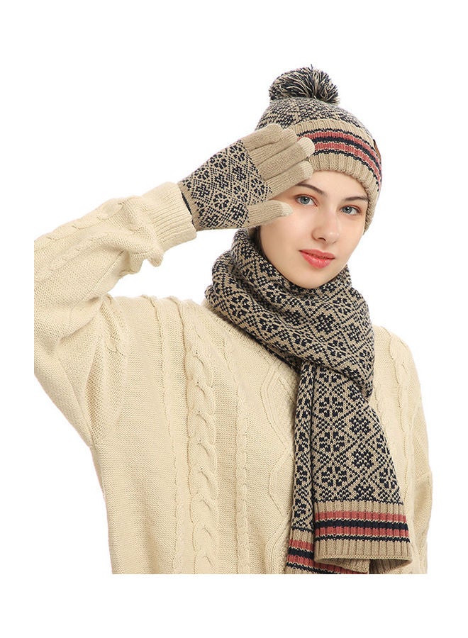 1-Pair Winter Warm Gloves with Hat and Neck Scarf