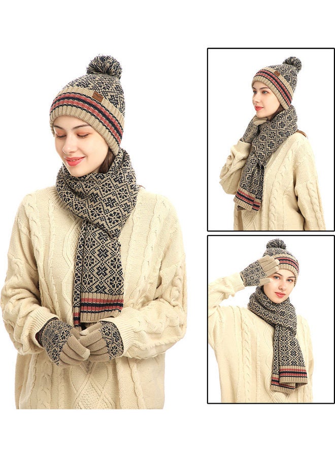 1-Pair Winter Warm Gloves with Hat and Neck Scarf