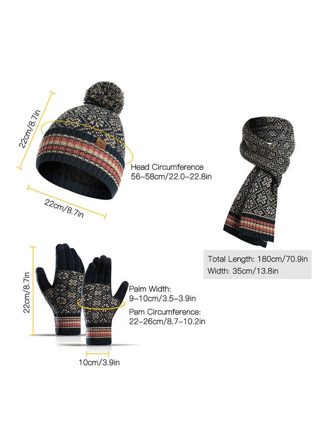 1-Pair Winter Warm Gloves with Hat and Neck Scarf