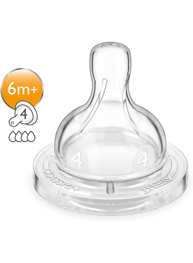 Pack Of 2 Natural Feeding Teats Fast Flow 6 Months Plus  - Clear