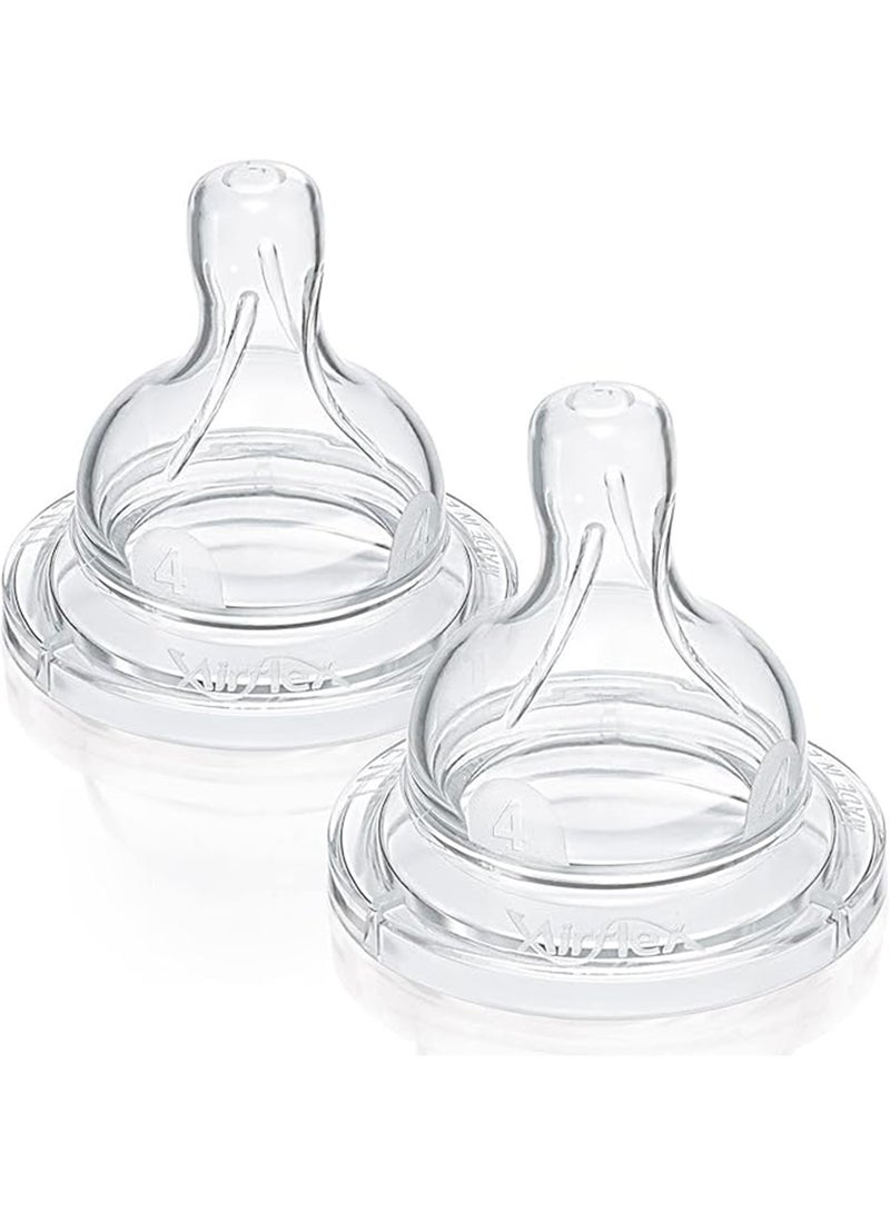 Pack Of 2 Natural Feeding Teats Fast Flow 6 Months Plus  - Clear