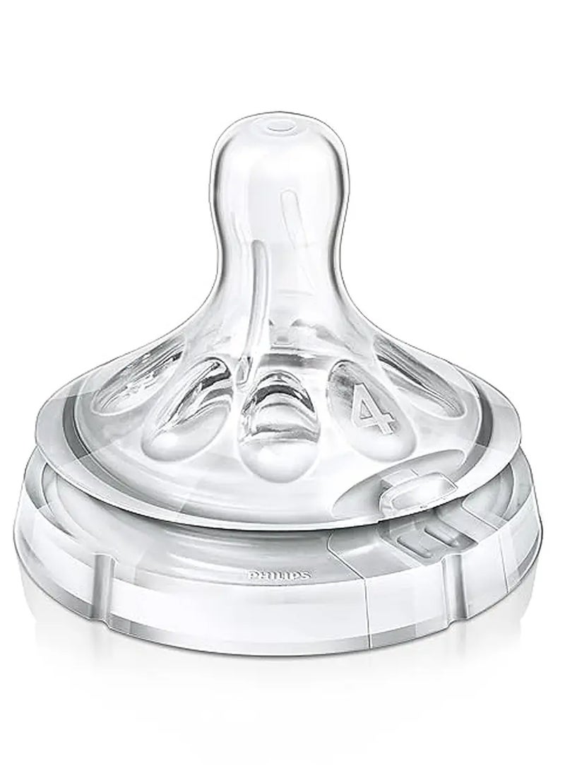 Pack Of 2 Natural Feeding Teats Fast Flow 6 Months Plus  - Clear