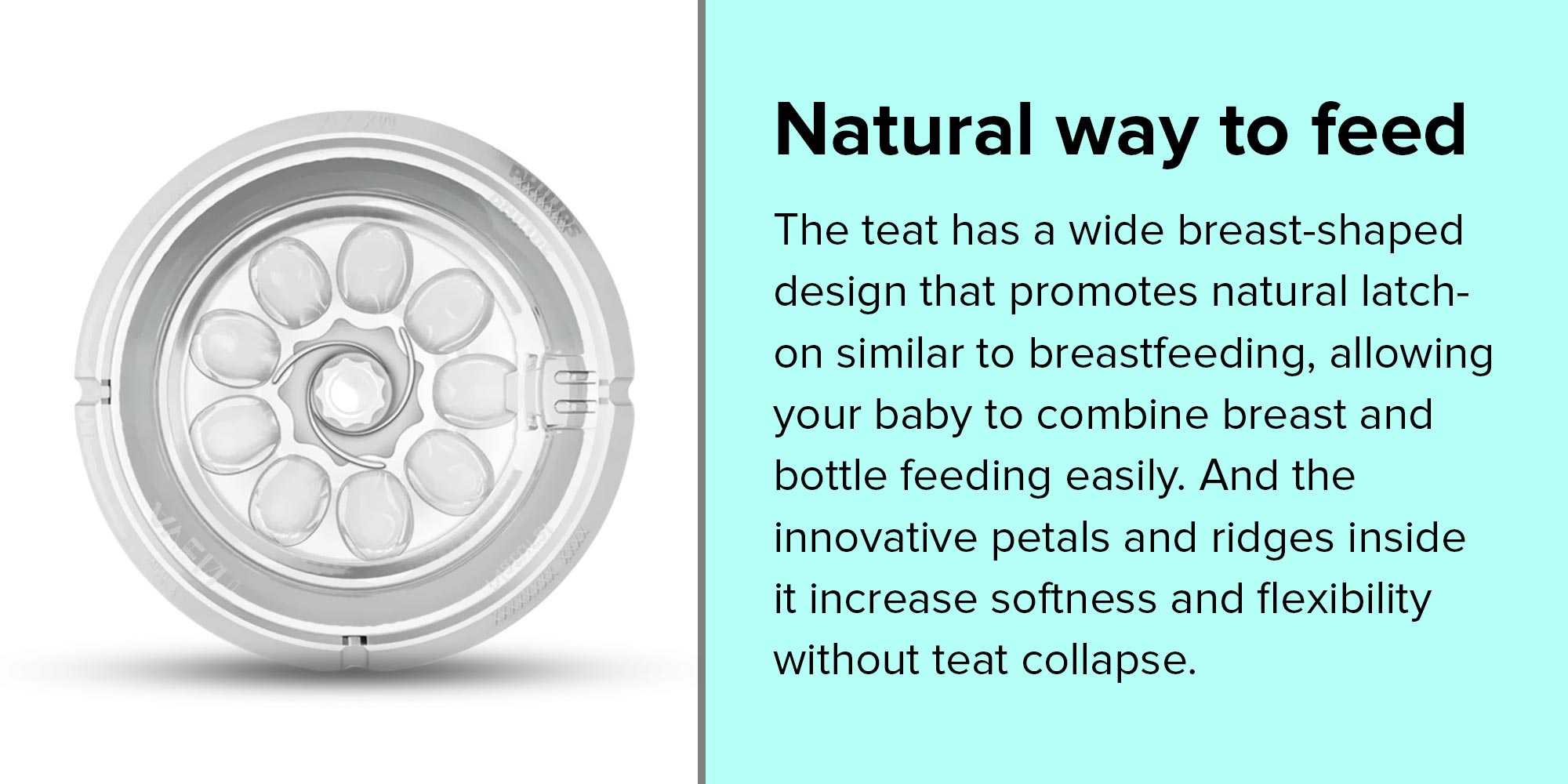 Pack Of 2 Natural Feeding Teats Fast Flow 6 Months Plus  - Clear