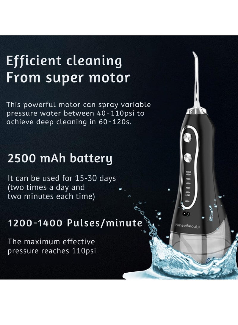 Cordless Water Flosser 300ml Tank Electric Dental Oral Irrigator Teeth Cleaner for Teeth Cleaning 5 Modes Dental Oral Irrigator Portable and Rechargeable IPX7 Waterproof Water Flossing