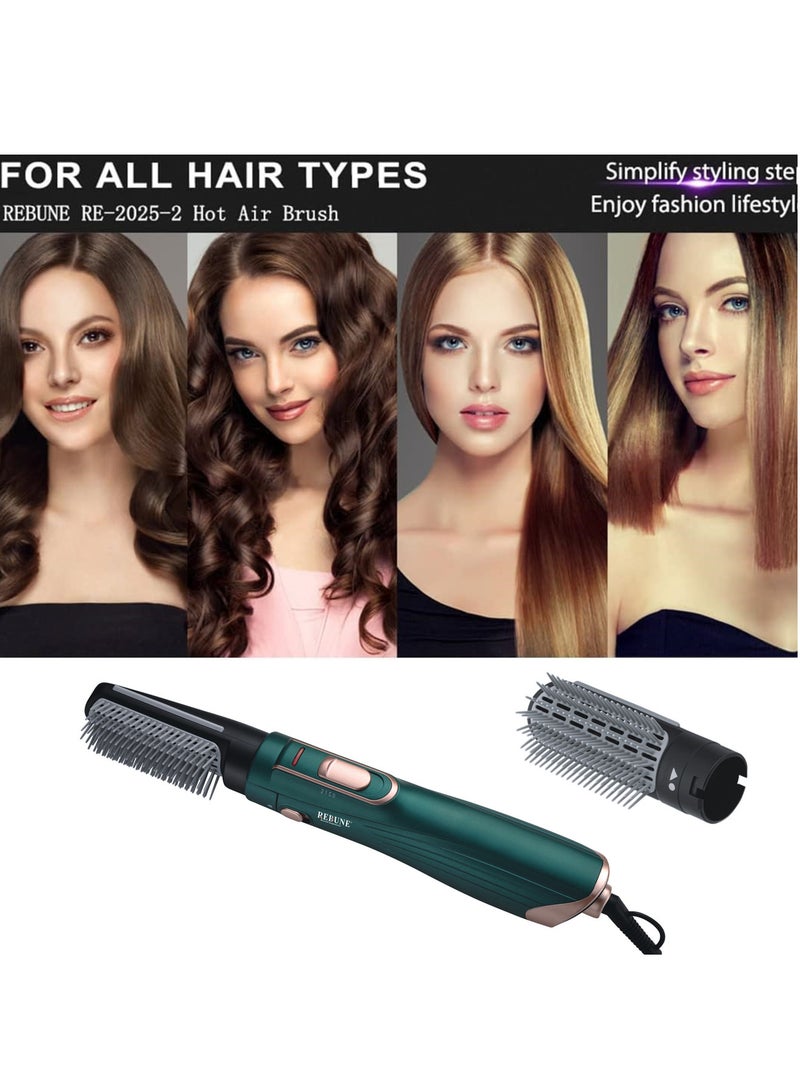 RE-2025 Green 1200W Hair Dryer Brush