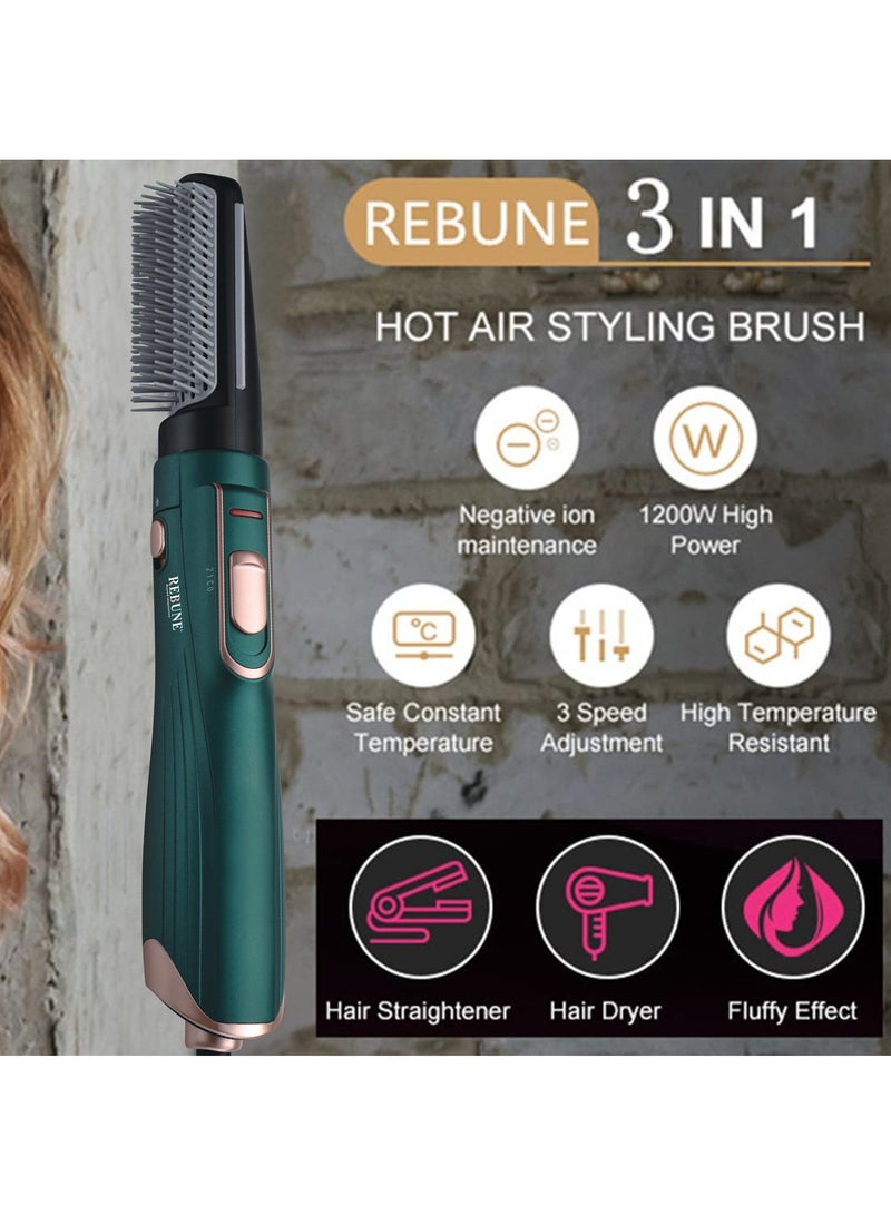 RE-2025 Green 1200W Hair Dryer Brush