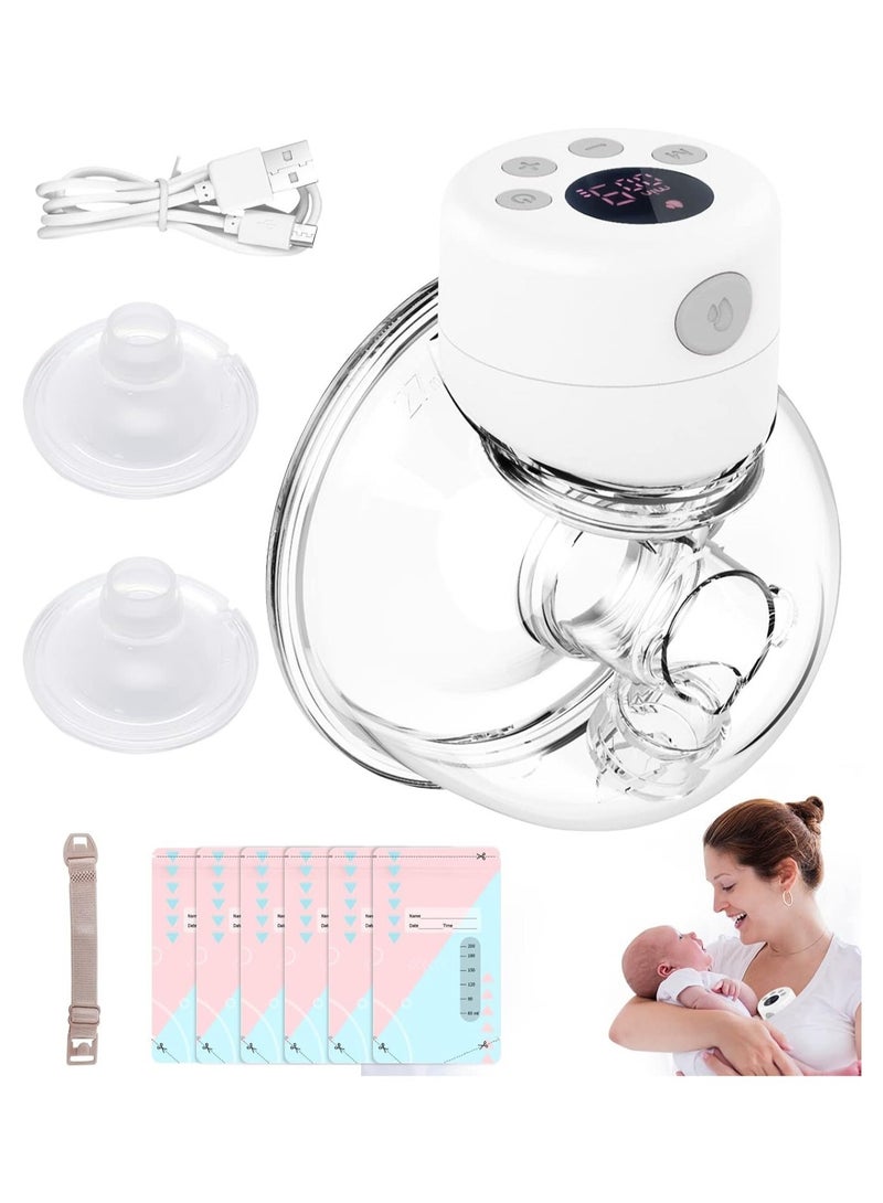 Wearable Pump, Electric Hands Free Pumps with 2 Modes, 9 Levels, LCD Display, Low Noise Rechargeable Double Milk Extractor